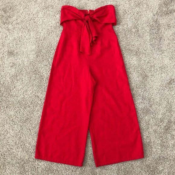 Gypsies & Moonlight Jumpsuit Womens Size 7 Red Strapless Cropped - Picture 2 of 14